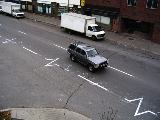 peter gibson, roadsworth, pedestrian street art, graffiti, street graffiti, environmental activism, social activism, urban policy, urban art, urban space, urban planning, city planning, public art