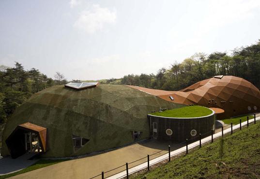 bubbletecture h, shuhei endo, green building, sustainable architecture, locally sourced wood, green roof, geodesic dome house, dome home, japan